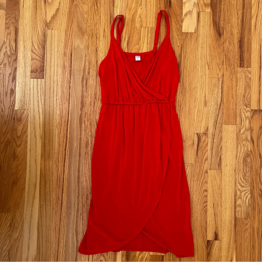 Old Navy Red Sleeveless Tulip Wrap Dress – Size M